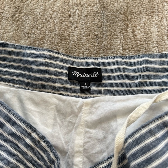 Madewell Striped Lace-Up Linen Shorts Size: 4 Erie Stripe Nostalgia Blue - Picture 10 of 11